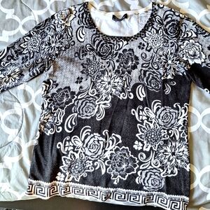 Black & White sweater with 3/4" sleeves